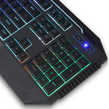 Illuminated Gaming Keyboard & Mouse Combo - Backlit RGB Set with Multimedia Keys