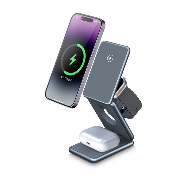 MagSafe 15W 3-in-1 Magnetic Wireless Charging Station - Phone, Watch & Earbuds Charger
