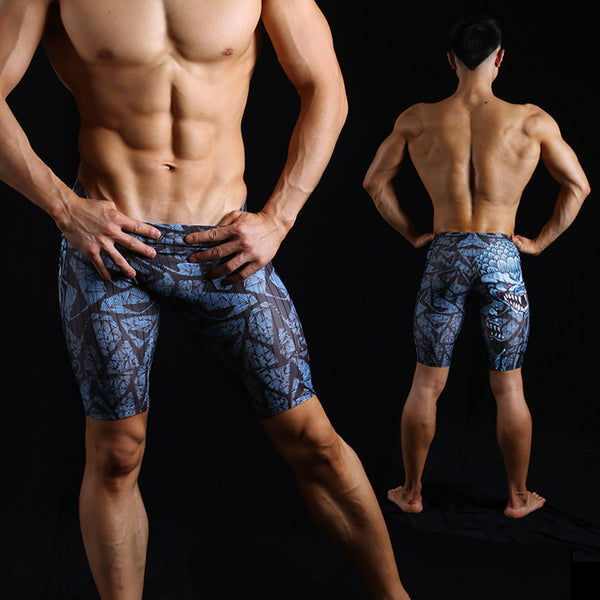 Professional Men's Swimming Trunks - Five-Point Polyester Swimwear for Large Sizes