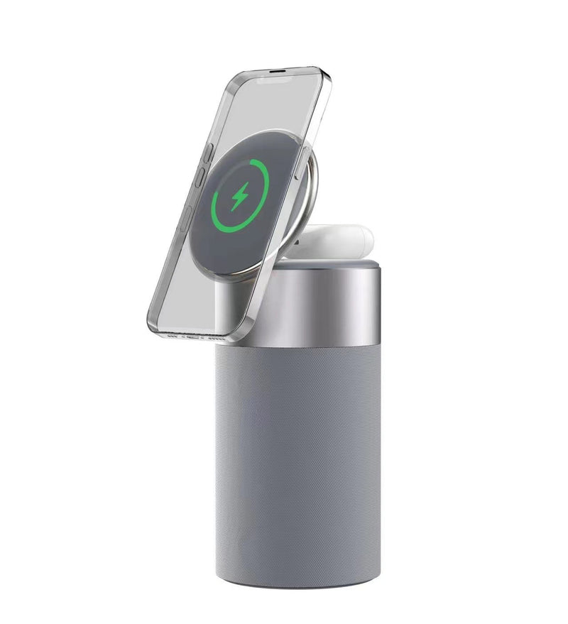 Smart Wireless Charging Station with Bluetooth Speaker & Touch Lamp - 3-in-1 Bedside Organizer