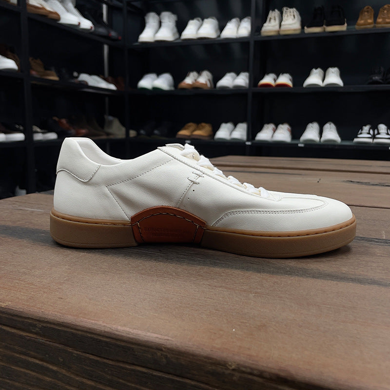 Premium Cowhide Men's Casual Leather Sneakers - Breathable Height-Increasing Shoes
