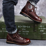 Sophisticated Outdoor High-Top Leather Boots - Men's Retro Style