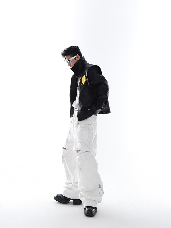 Stylish Unisex Wide Leg Cargo Pants - Comfortable White Cotton Trousers