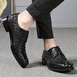 Premium Handmade Men's Crocodile Leather Business Shoes - Round Toe Formal Footwear