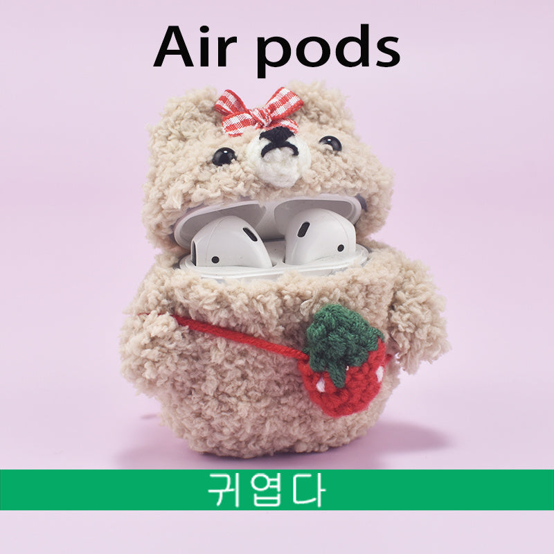 Adorable Plush Animal AirPods Case - Cute Duck & Bear Knitted Protective Shell