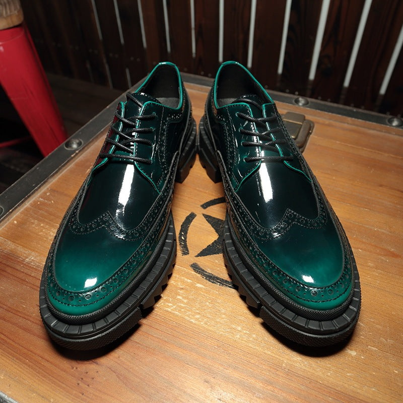 Sophisticated Leather Platform Elevator Shoes - Handcrafted Height-Boosting Footwear