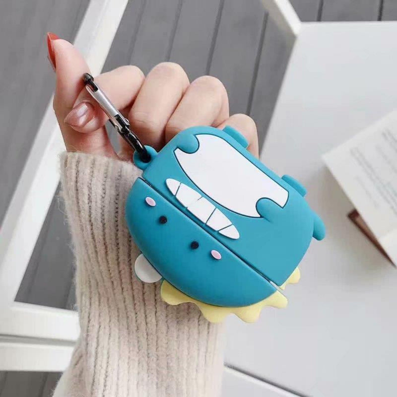 Adorable Cartoon Silicone AirPods Case with Carabiner - Protective Earphone Cover
