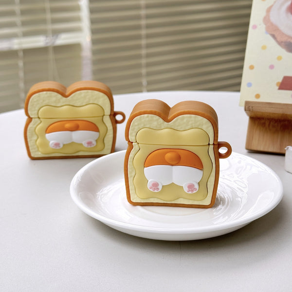 Adorable Corgi Toast Silicone AirPods Case - Cute Cartoon Wireless Earphone Protection