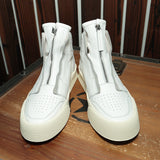 Sophisticated Leather High-Top Casual Shoes with Zipper Detail for Men