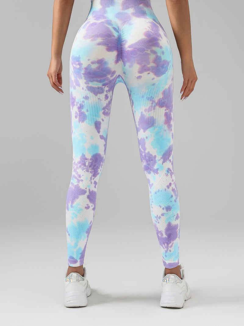 Premium High-Waisted Drip-Dye Yoga Leggings - 2 Pack Performance Set