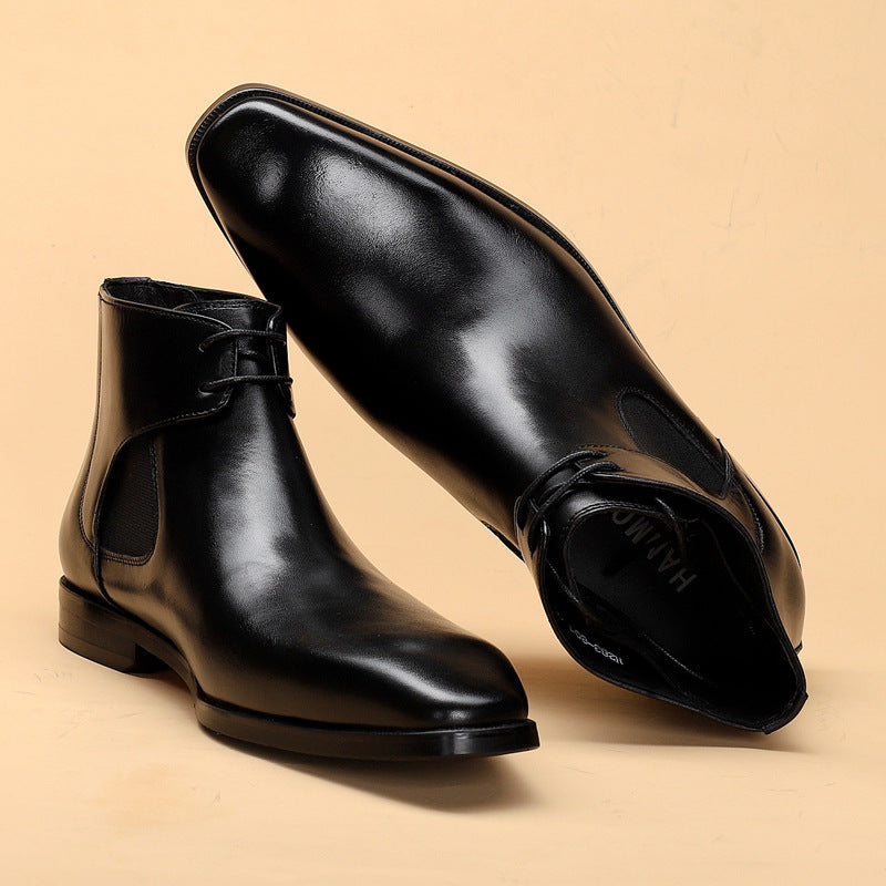 Premium Men's High-Top Carved Martin Boots - Genuine Leather Oxford Style