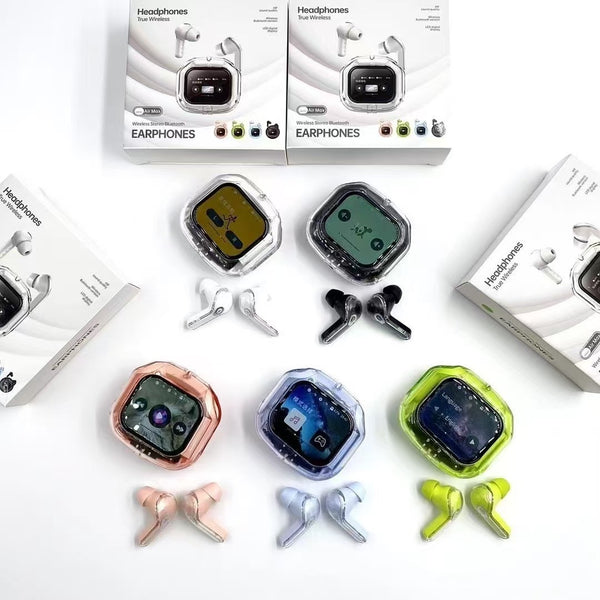 Wireless Bluetooth Earbuds with LCD Display & Noise Reduction Technology