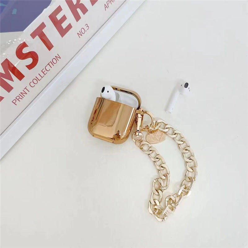 Elegant Heart Chain AirPods Case - Gold Plated Wireless Earbuds Cover