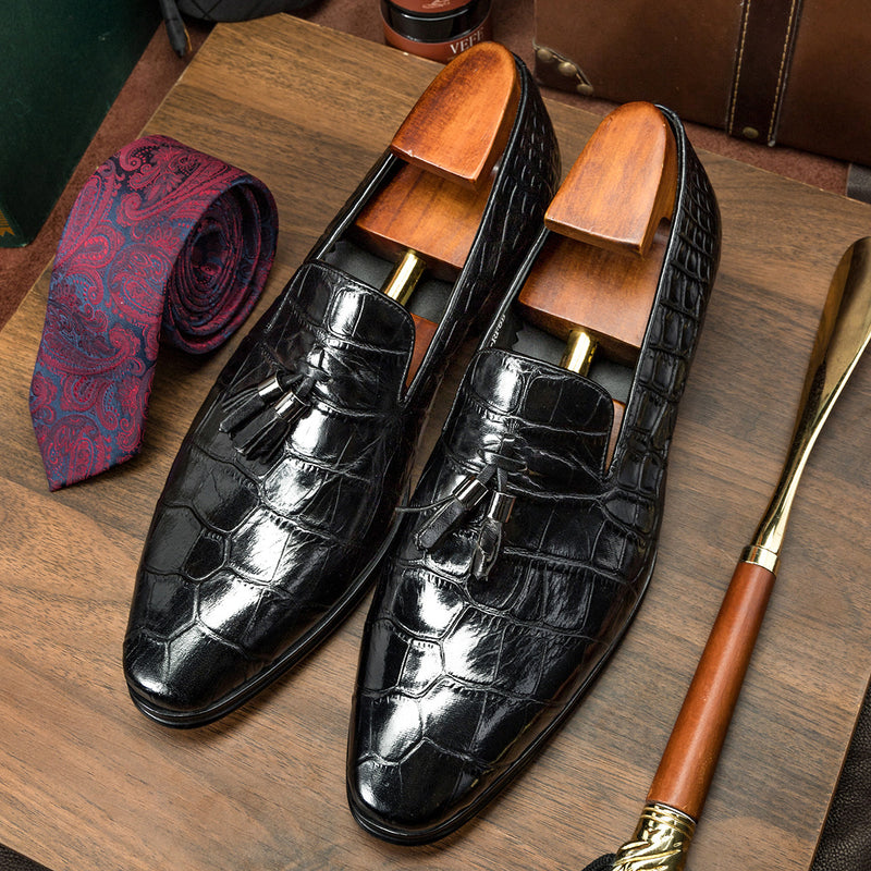 Premium Blue British Leather Business Casual Shoes - Men's Professional Footwear