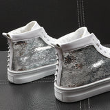 Professional Men's High-Top Hairdresser Shoes - Thick Sole Comfort Design