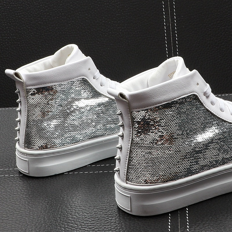 Professional Men's High-Top Hairdresser Shoes - Thick Sole Comfort Design