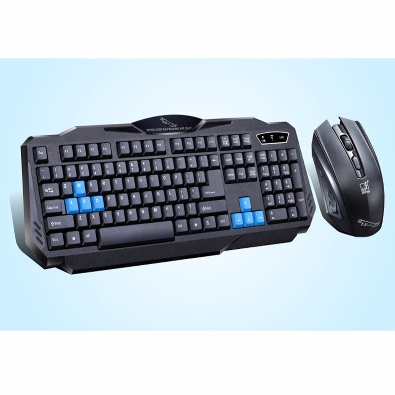 Professional Wireless Gaming Keyboard Mouse Set - 12000 DPI Ergonomic Black Combo for Office & Gaming