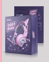 G951 Gaming Headset - USB 7.1 Virtual Surround Sound with LED Cat Ears & Vibration Technology