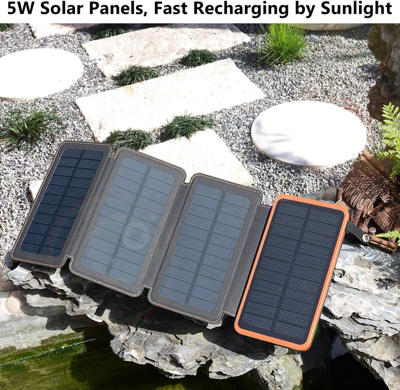 Premium Solar Power Bank 10000mAh - Waterproof Outdoor Phone Charger with LED Light