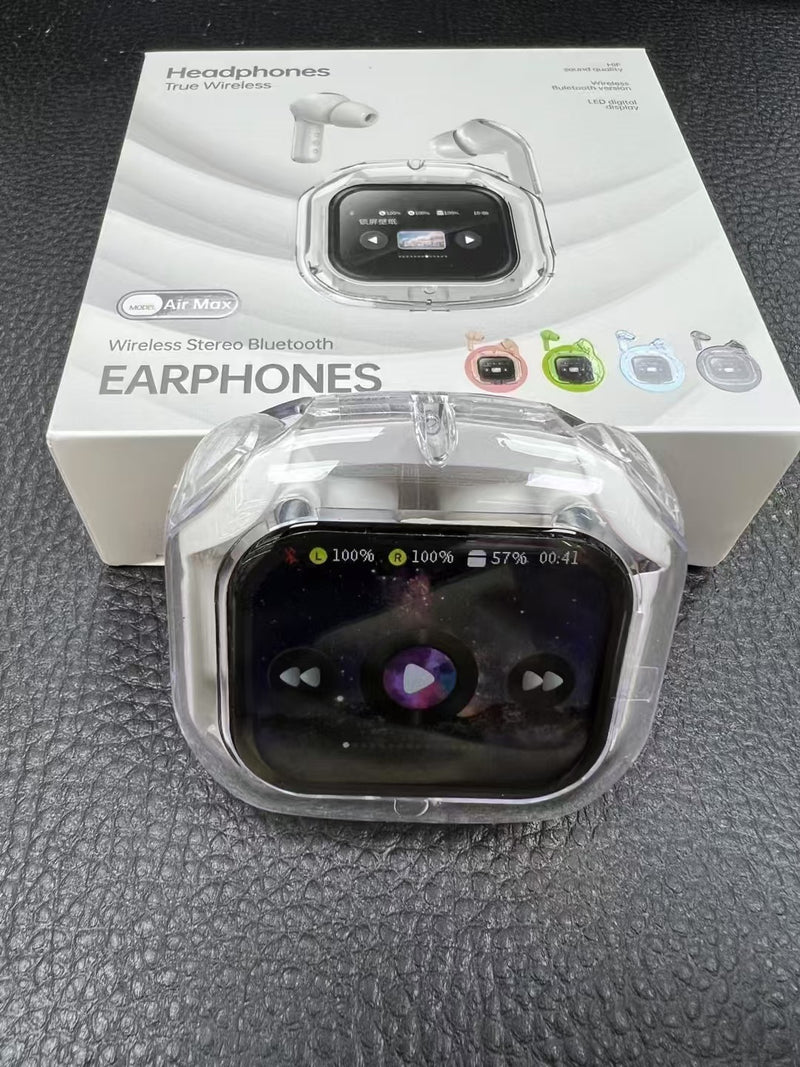 Wireless Bluetooth Earbuds with LCD Display & Noise Reduction Technology