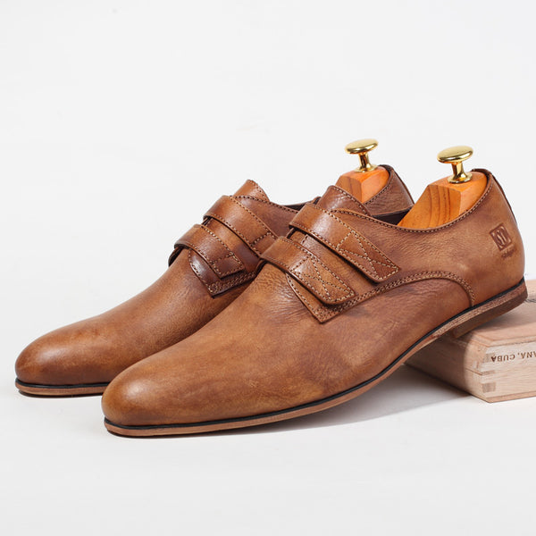 Premium Genuine Leather Handmade Vintage Oxford Men's Dress Shoes - Classic Wine Red & Yellow Business Formal Footwear