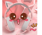Kawaii Pink ECG Gaming Earphones - Stylish Wired Headset for Girl Gamers