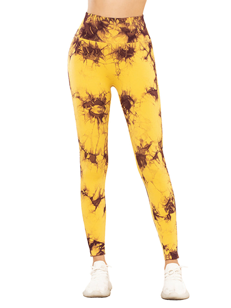 Premium 5-Piece Tie-Dye Yoga Leggings Set - High-Performance Fitness Collection
