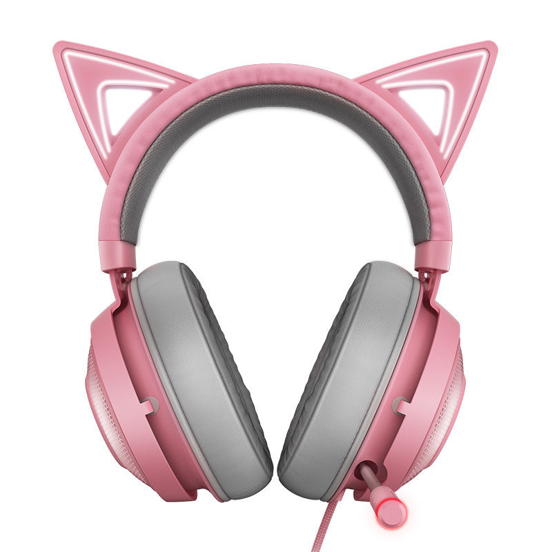 Luminous Cat Ear Gaming Headset - USB Wired Headphones with LED Glow