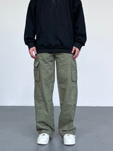 Vintage Washed Denim Overalls - Loose Straight Leg Men's Cargo Pants
