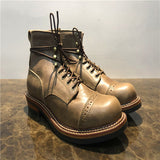 Premium Leather High-Top Work Boots - Men's Trendy All-Match Mid-Top Footwear