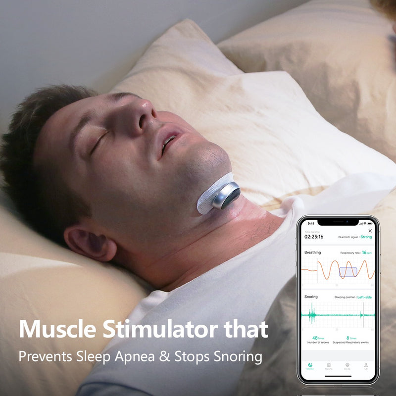 Advanced Smart Anti-Snoring Device - Electronic Sleep Aid with Muscle Stimulator & 20 Conductive Strips