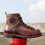 Sophisticated Outdoor High-Top Leather Boots - Men's Retro Style