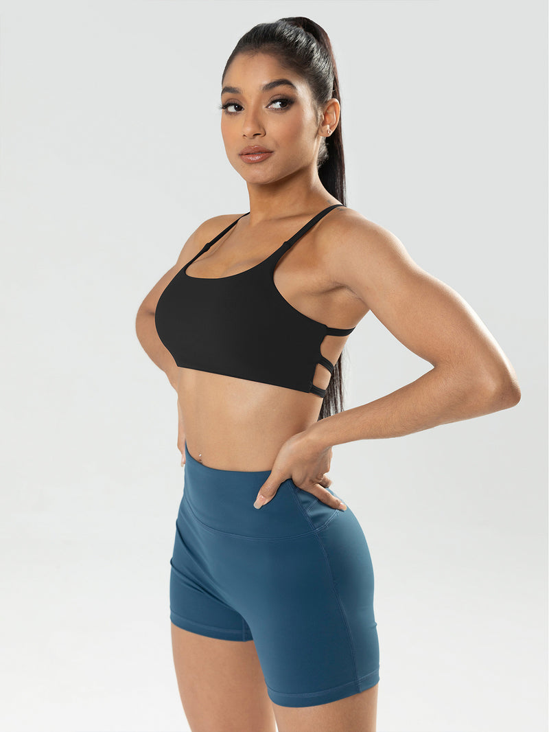 Premium 3-Pack Sports Bras - Padded Strappy Design with Removable Cups for Medium Support