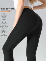 Premium Sharkskin Texture High-Waisted Flare Leggings - 4-Piece Sculpting Set