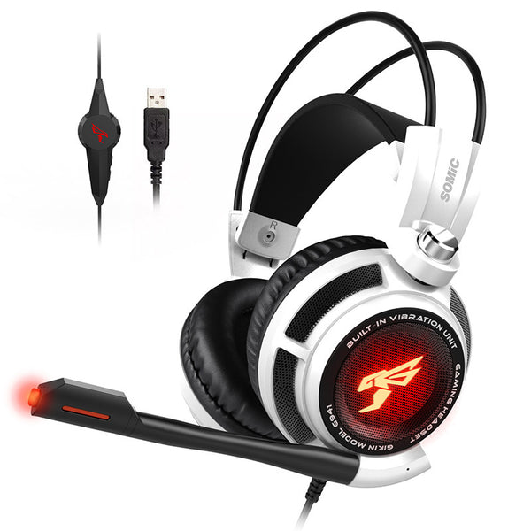 Professional Gaming Headset with Microphone - USB Wired Over-Ear Headphones