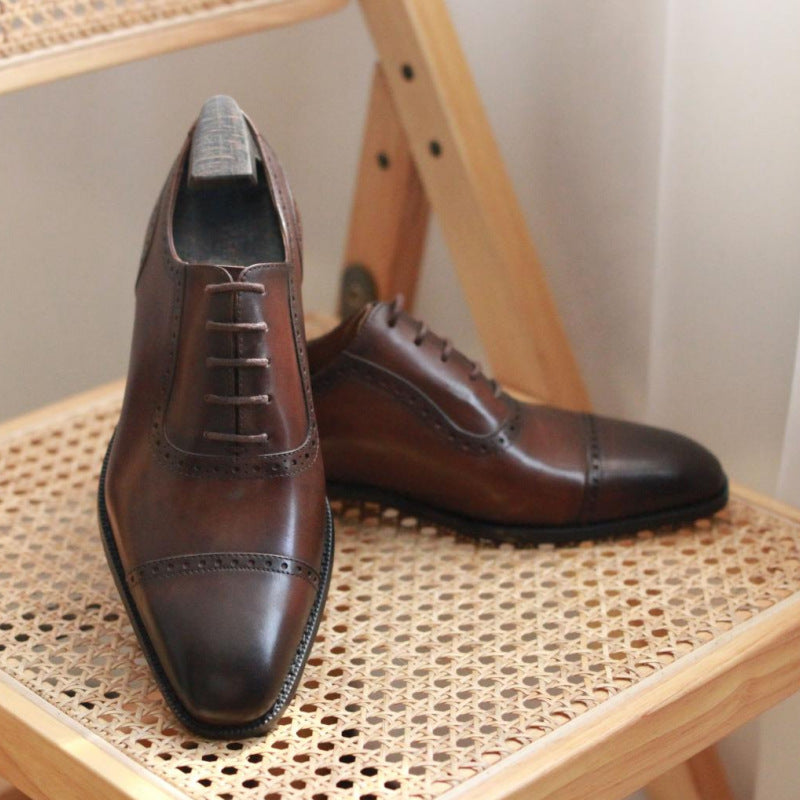 Men's Premium British Oxford Leather Dress Shoes - Classic Formal Business Footwear