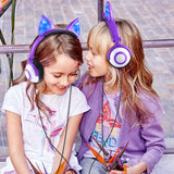 Wireless LED Cat Ear Gaming Headphones - Bluetooth Flashing Light Headset