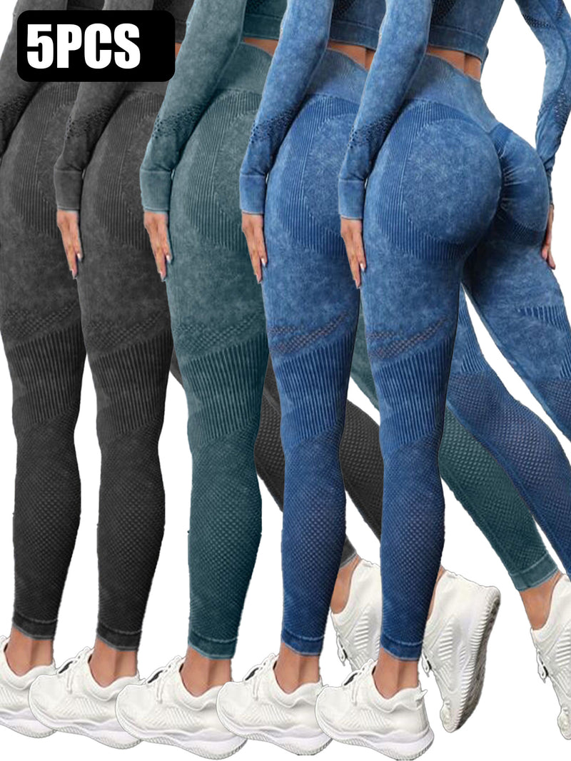 5-Pack Premium High-Waisted Active Yoga Leggings - Seamless Performance Wear