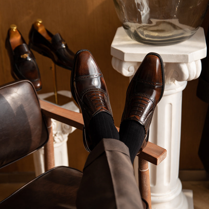 Premium Gentleman's Cowhide Formal Business Shoes - Professional Commuting Footwear