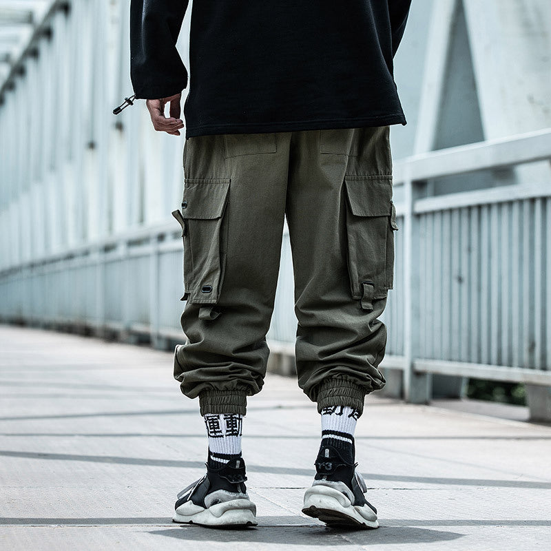 Versatile Cotton Cargo Harem Pants - Loose Fit Military Style Trousers for Men