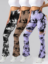 3-Pack Tie Dye Seamless High-Waisted Workout Leggings - Women's Scrunch Butt Lifting Yoga & Athletic Pants