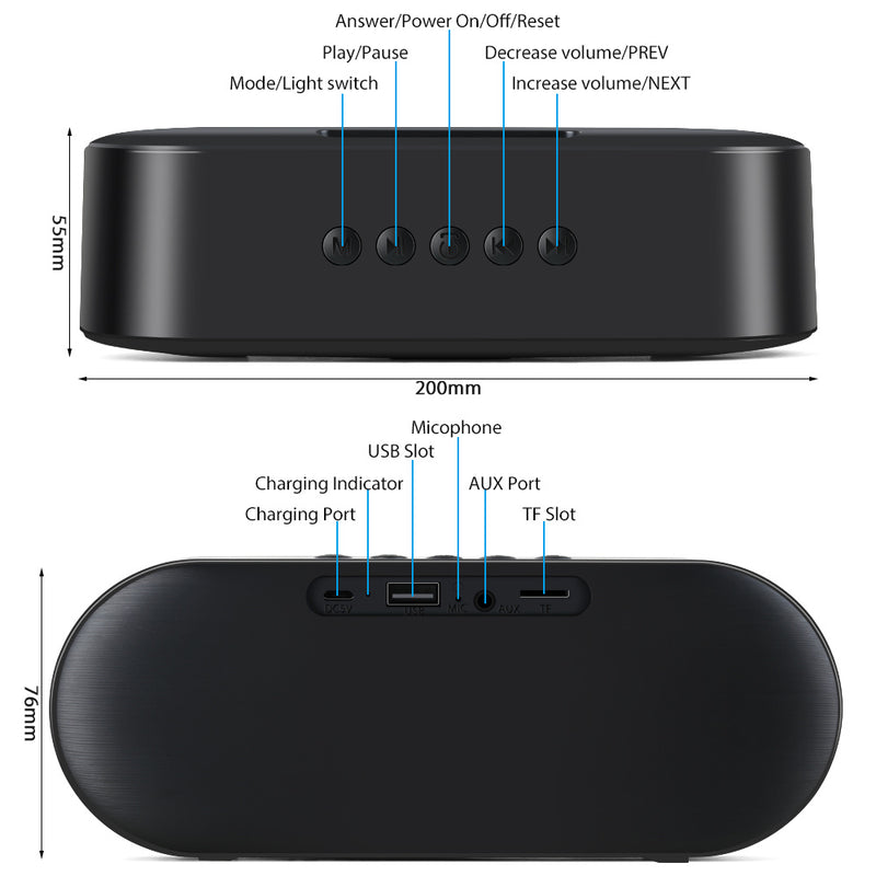 Premium Wireless Bluetooth Speaker - 6W Dual Speakers with 6H Playtime
