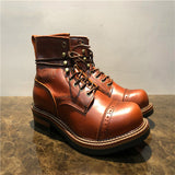 Premium Leather High-Top Work Boots - Men's Trendy All-Match Mid-Top Footwear