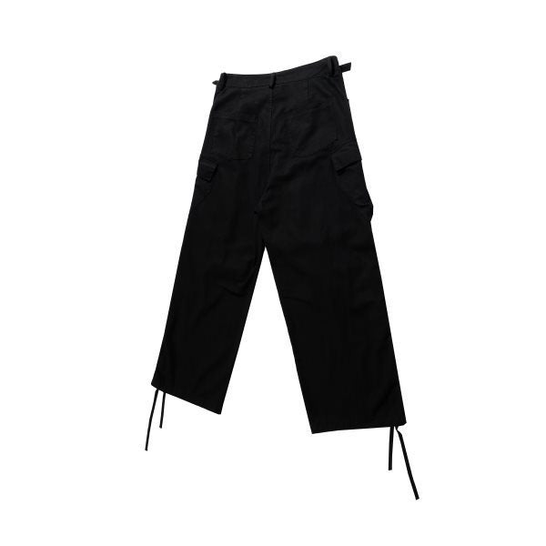 Men's Multi-Pocket Cargo Pants - Loose Wide Leg Denim Trousers with Side Zipper