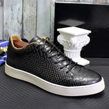Premium Men's Embossed Leather Dress Shoes - Pointed Toe Lace-Up Formal Footwear