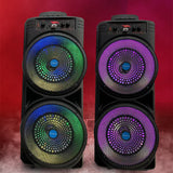 Professional Bluetooth Portable Speaker with LED Aperture Light - 8 Inch Dual Audio System