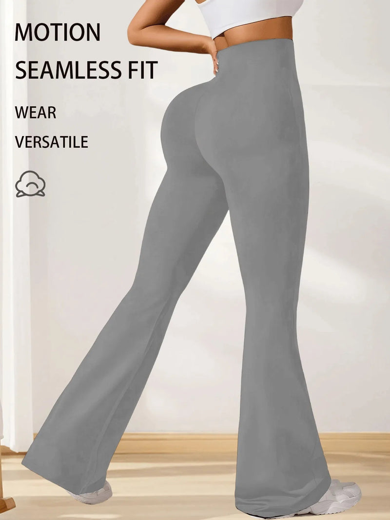 Premium Sharkskin Texture High-Waisted Flare Leggings - 3-Piece Sculpting Yoga Set