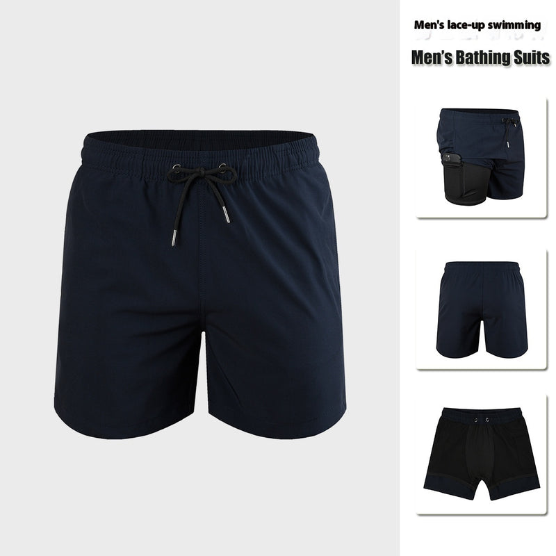 Premium Anti-Embarrassment Double Layer Swimming Trunks for Men - Quick Dry Beach Shorts