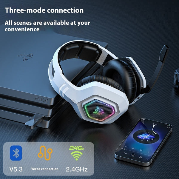 RGB Gaming Headset - Wireless Bluetooth 2.4G with Low Latency & Charging Case