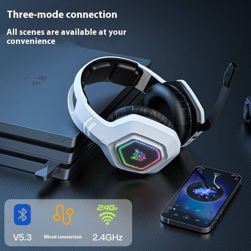RGB Gaming Headset - Wireless Bluetooth 2.4G with Low Latency & Charging Case